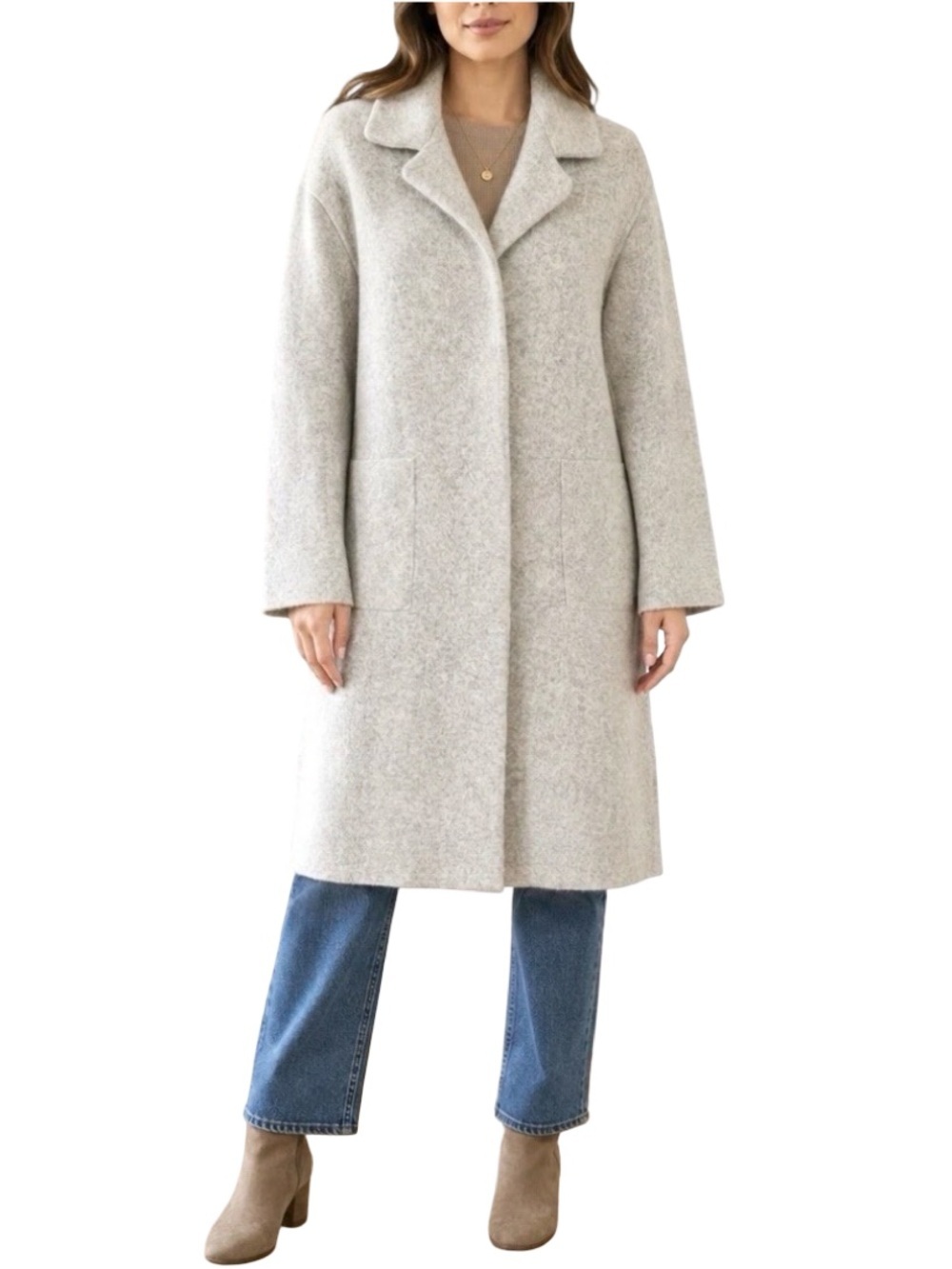 Magaschoni Gray Mid Weight Alpaca Wool Blend Coat